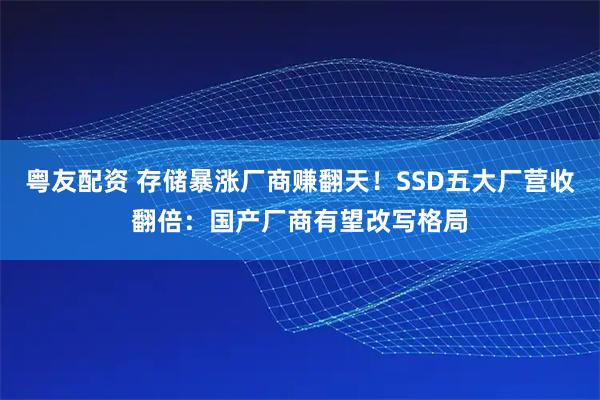 粤友配资 存储暴涨厂商赚翻天!SSD五大厂营收翻倍:国产厂商有望改写格局